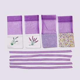 Sachet de lavande sac vide, pour le stockage des graines de fleurs sèches, avec ruban, orchidée noire
