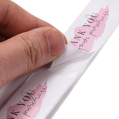 Papel rectangular rosa gracias pegatinas, huella de pata con palabra, etiquetas autoadhesivas para etiquetas de regalo youstickers