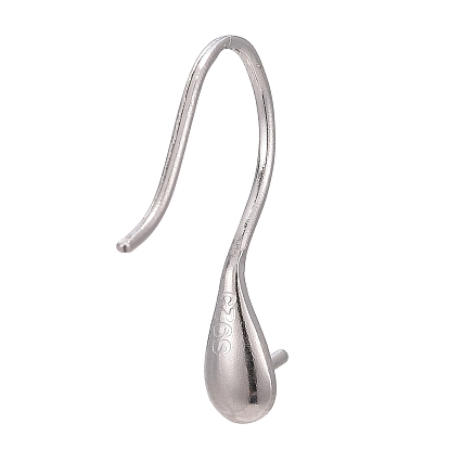925 sterling boucle d'oreille en argent crochets, avec gobelet en forme de perle pour demi-perle, 15x3.5x12mm, bélière 22 jauge, pin: 0.6 mm, Jauge 21, pin: 0.7 mm