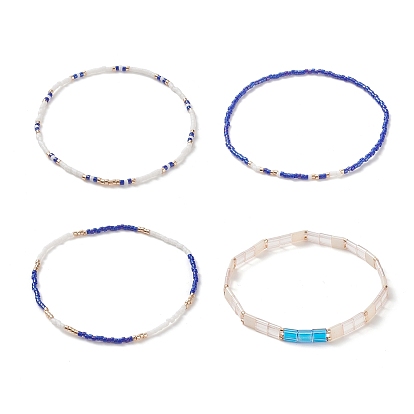 4шт 4 набор браслетов из стеклянных бусинок в стиле стрейч, составные браслеты для женщин