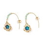 3 Pair 3 Color Rhinestone & Glass Beaded Flower Dangle Earrings, 304 Stainless Steel Earrings for Women