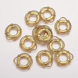 Tibetan Style Alloy Pendants, Cadmium Free & Lead Free, Life Ring/Lifebuoy/Cork Hoop, 24x22x2mm, Hole: 3mm