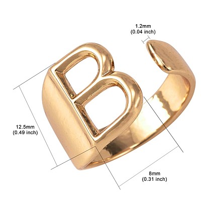 26Pcs 26 Style Alloy Alphabet Open Cuff Rings, Intial Letter A~Z Chunky Rings for Women