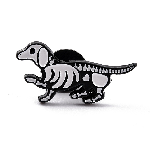 Alloy Enamel Brooches, Enamel Pin, with Clutches, Dog, Electrophoresis Black