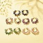 Natural Gemstone Chips Braided Hoop Earrings, 304 Stainless Steel Wire Wrap Jewelry for Women