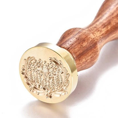 Brass Wax Seal Stamp, with Wooden Handle, for Post Decoration, DIY Card Making