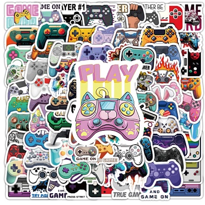 100Pcs Game Machine Plastic Waterproof Sticker Labels, Self-adhesion, for Suitcase, Skateboard, Refrigerator, Helmet, Mobile Phone Shell