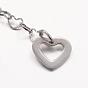 304 Stainless Steel Heart Link Chain Extender, with Heart Charms, 57.5x3.5mm