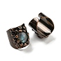 Oval Natural Labradorite Open Cuff Rings, Red Copper Tin Finger Ring, Cadmium Free & Lead Free