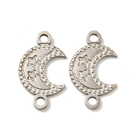 316 Surgical Stainless Steel Connector Charms, Moon Links with Star