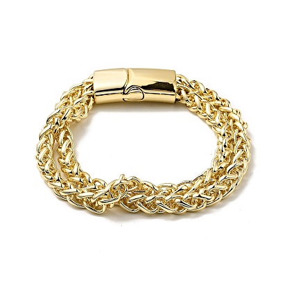 Men's Alloy Wheat Chains Double Layer Multi-strand Bracelet with Magnetic Clasp, Punk Metal Jewelry