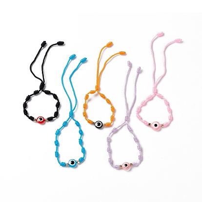Bracelet de perles tressées en résine mauvais œil avec cordon de noeud, bracelet porte-bonheur réglable pour hommes femmes