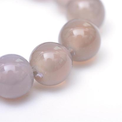 Round Natural Grey Agate Bead Strands, Grade A