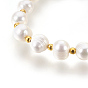 Pearl Bracelets Sets, Slider Bracelets and Stretch Bracelets, with Brass Findings, Round