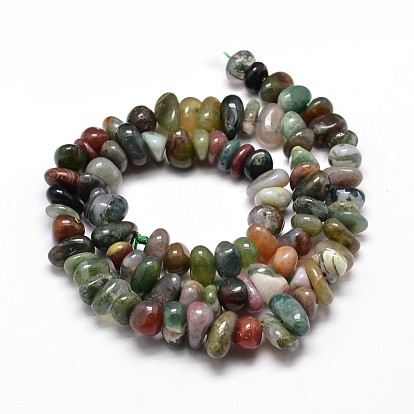 Natural Indian Agate Chip Beads Strands, 4~14x4~12mm, Hole: 1mm, about 15.3 inch ~16.1 inch