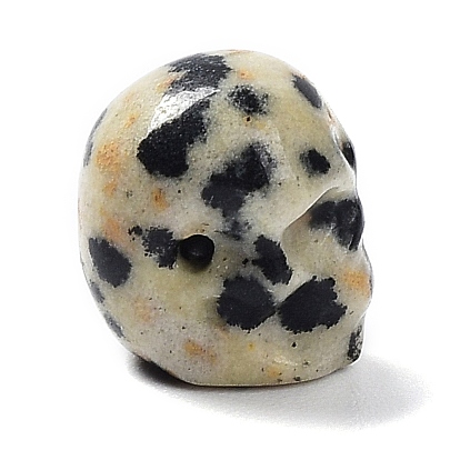 Natural Dalmatian Jasper Beads, Halloween Skull
