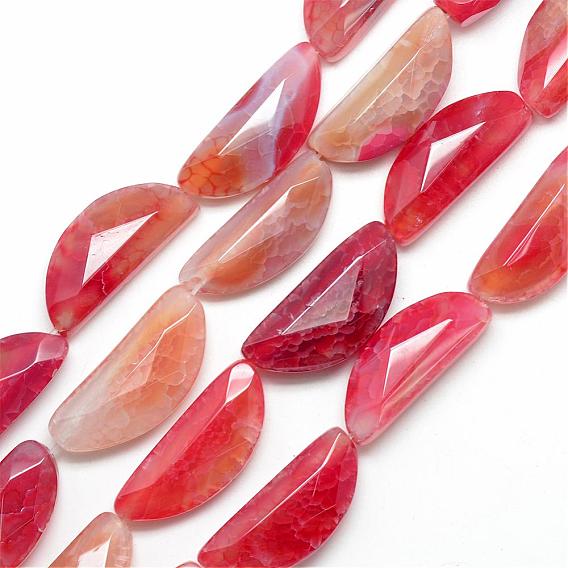 Natural Agate Beads Strand, Faceted, Dyed, Moon