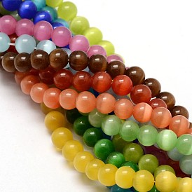 Cat Eye Beads Strands, Round, 8mm, Hole: 1.2mm, about 50pcs/strand, 15.5 inch