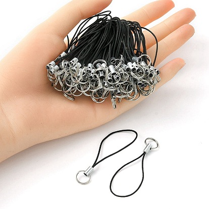 100 pcs cordon en nylon mobile faisant des boucles de cordon, avec les accessoires en fer, platine