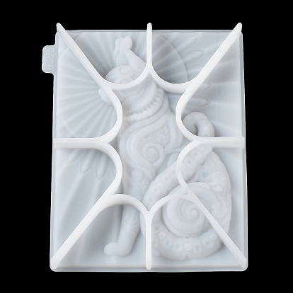Rectángulo con moldes de silicona para decoración de pared diy de gato y sol, moldes de resina, para resina uv, fabricación artesanal de resina epoxi