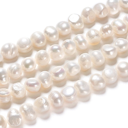 Natural Cultured Freshwater Pearl Beads Strands, Two Sides Polished, Nuggets