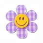 Motif tartan acrylique grands pendentifs, fleur avec le visage souriant