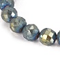 Electroplate Natural Druzy Geode Quartz Crystal Beads Strands, Faceted, Round, Grade AB