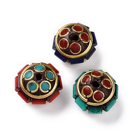 Handmade Indonesia Beads, with Brass Findings & Resin Beads, Rondelle