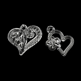 Valentine's Day Transparent Acrylic Pendants, Heart & Flower Charms