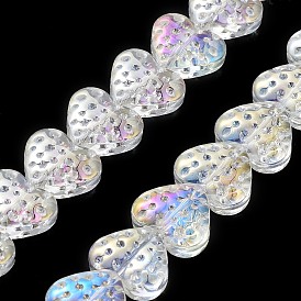 Electroplate Transparent Glass Beads Strands, AB Color Plated, Heart