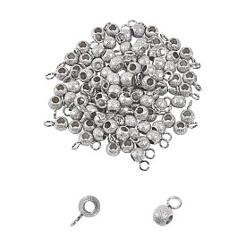 Unicraftale 304 Stainless Steel Tube Bails, Loop Bails, Textured, Rondelle Bail Beads