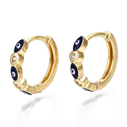 Серьги-кольца из латуни с микро-паве из фианита, с эмалью, без никеля , кольцо с дурным глазом, реальный 16 k позолоченный