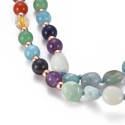 Pierres précieuses naturelles pendentifs, avec des perles naturelles mixtes de pierre, Découverte de cristaux de quartz naturel et de laiton, arbre