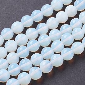 Opalite Beads Strands, Round, Alice Blue, 10mm, Hole: 1mm