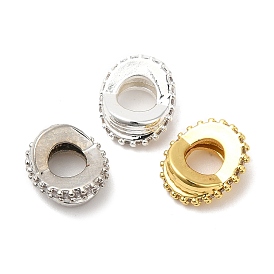 Crémaillère en laiton placage zircone cubique perles européennes, Perles avec un grand trou   , sans cadmium et sans plomb, plaqué longue durée, sillonner