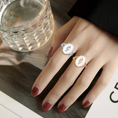 925 anillo de plata de ley ovalado con tulipanes abiertos, anillo de dedo grueso de concha natural para mujer