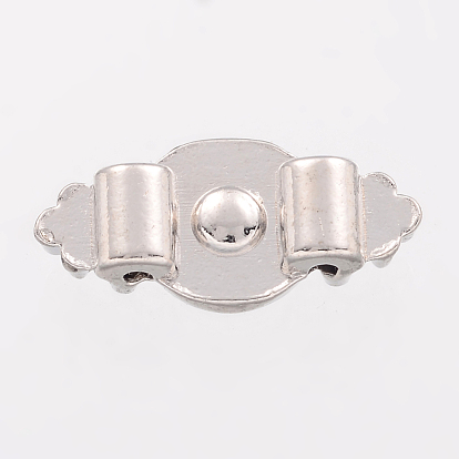 Alliage de zinc perles entretoises, avec strass et deux trous, plat rond, 8.5x17.5x5.6mm, Trou: 1mm