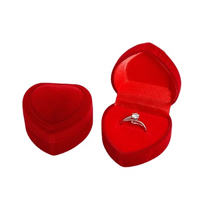 Boîtes de rangement pour bagues en velours de la Saint-Valentin, coffret cadeau à anneau unique en forme de coeur