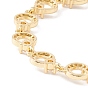 Clear Cubic Zirconia Open Ring Link Chains Bracelet, Brass Jewelry for Women, Cadmium Free & Lead Free