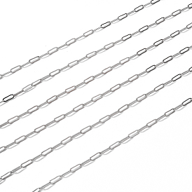 Brass Paperclip Chains, Drawn Elongated Cable Chains, Soldered, with Spool, Long-Lasting Plated