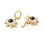 Pendientes colgantes de resina con forma de ojo de caballo y circonitas cúbicas, joyas de latón chapado en oro real 18k para mujer