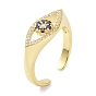 Evil Eye Real 18K Plated Cuff Rings for Women Gift, Brass Micro Pave Cubic Zirconia Open Rings