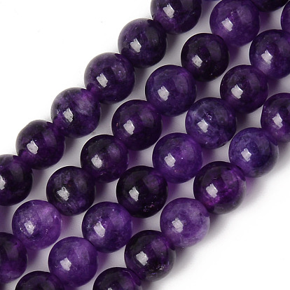 Perles naturelles de quartz brins, teints et chauffée, imitation améthyste, ronde