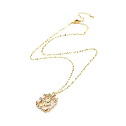 Golden Brass Rhinestone Pendant Necklace with Cable Chains