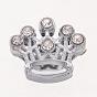 Alloy Crown Slide Charms with Grade A Rhinestones, 13x14x5mm, Hole: 7x2mm