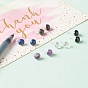 Half Round Natural Mixed Gemstone Stud Earrings for Girl Women, 304 Stainless Steel Earrings, Stainless Steel Color