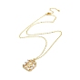 Golden Brass Rhinestone Pendant Necklace with Cable Chains