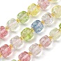 Brins de perles de cristal de topaze de couleur synthétique, avec des perles de rocaille, cube à facettes