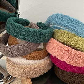 Warm Faux Sheepskin Plush Headband for Girls, Cute Colorful Thickened Hair Hoop