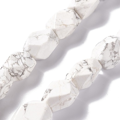 Natural Howlite Beads Strands, Faceted, Rhombus
